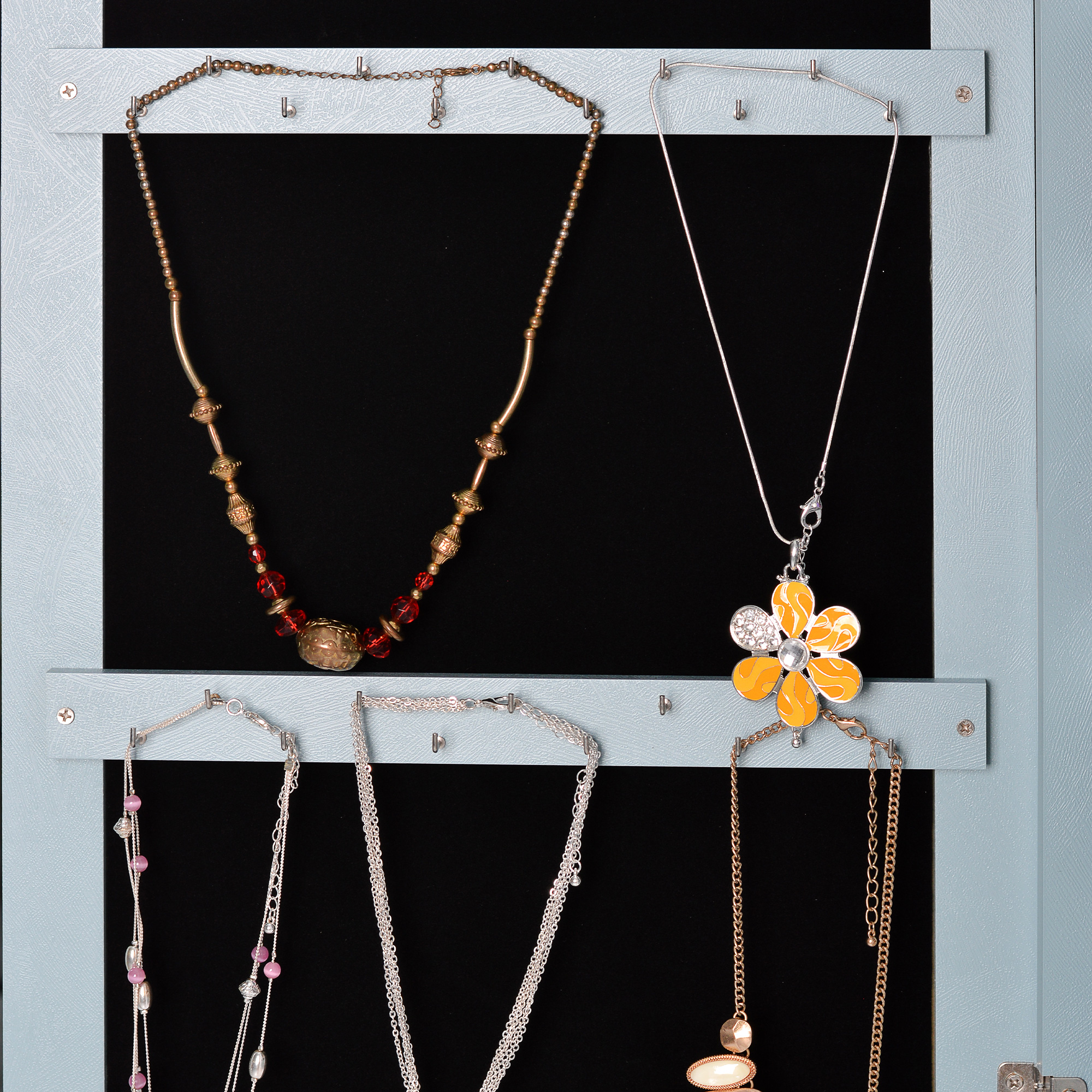Aukfa Jewelry Cabinet with Mirror - Integrated Led Light – Blue