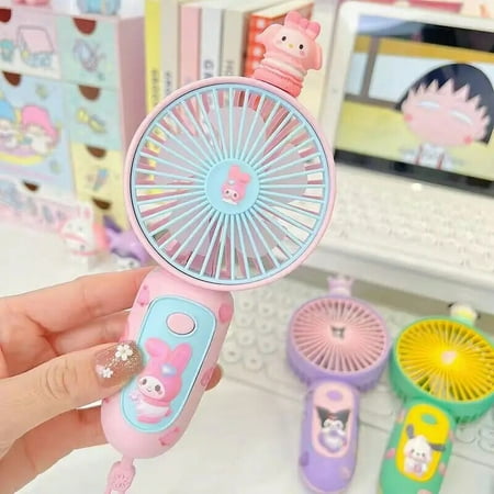 

Hello Kitty My Melody Sanrio Anime Cartoon Kawaii Cute Rechargeable Small Fan Mini New Hand-held Portable Children s Mute Fan