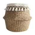 thumbnail image 2 of Macrame Woven Bamboo Belly Basket with Tassel for Storage, Laundry, Picnic, Plant Basin Cover, Decoration, Groceries and Toy Storage, 2 of 5