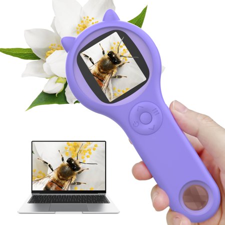 Microscope for Kids, Portable Handheld Magnifying Glass for Kids,Mini Digital Microscope for Kids Educational Science Toys, Christmas Birthday Gifts for Age 3 - 8 Girls&Boys (Purple)
