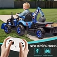 thumbnail image 6 of 24V Kids Ride on Excavator Digger Toy Cars, Ride on Construction Toy w/4-in-1 Construction Attachments (Excavator, Dump Truck & Bulldozer), Electric Tractor Car w/Remote Control, Swivel Seat, Blue, 6 of 7
