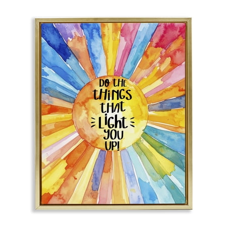 Stupell Industries Things That Light You Up Gold Framed Floater Canvas Wall Art design by Shelly Craig