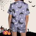 thumbnail image 6 of SAZBJOJN Women's Halloween Pajama Sets Collared Short Sleeve Top and Shorts Pumpkin Ghost Print 2 PC Loungewear Pajamas for Women Matching Home Sleep Night Purple S, 6 of 6