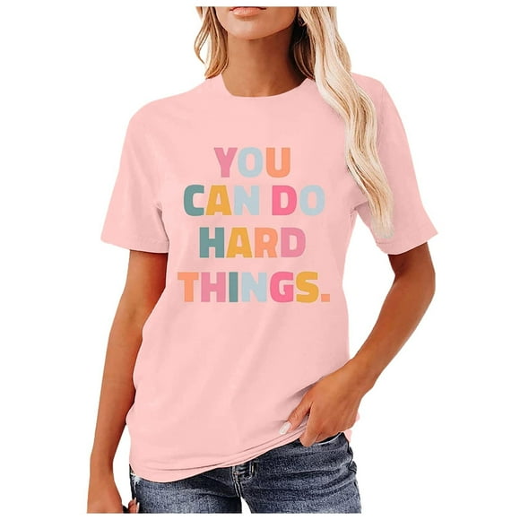 WILLBEST Compression Shirt Women You Hard Things Teacher T Shirt Womens Live Happy Happiness Graphic Tees