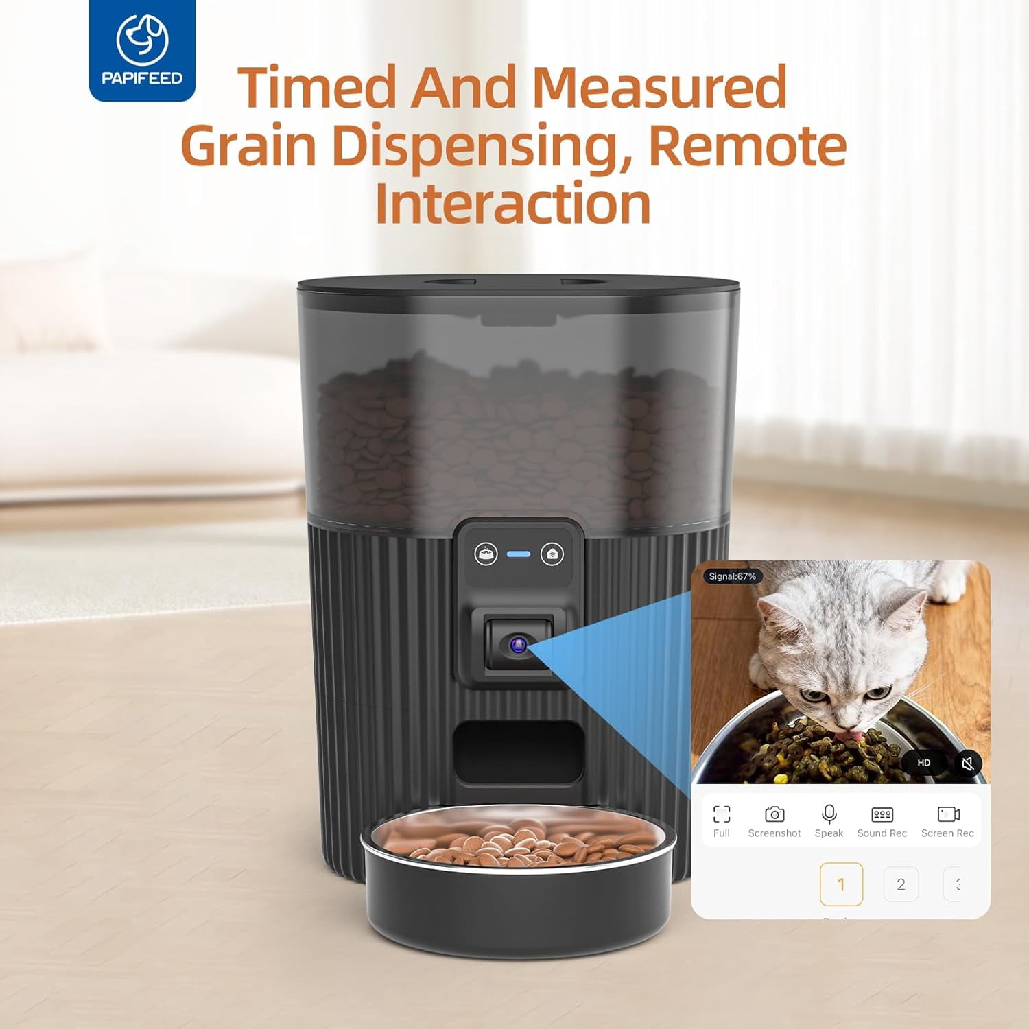 Automatic Cat Feeder with Camera, Adjustable Angle 2.4G WiFi Pet Feeder, 3.5L Timed Dispenser for Remote Feeding