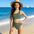 thumbnail image 2 of Fesfesfes Child Girls Swimsuit Solid Color Print One Shoulder Monokini Ruffle Splicing Swimwear Girls Summer Holiday One-Piece Bathing Suit, 2 of 6