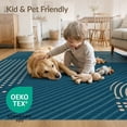thumbnail image 4 of ODIKA 2'x3' Teal Oasis Geometric Contemporary Washable Accent Rug Modern Abstract Striped Diagonal Grid Motif Decorative Floor Covering for Bedroom, Nursery, RV, Pet Friendly, Bedside Mat, 4 of 7