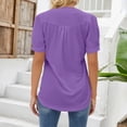 thumbnail image 4 of Purple Womens Summer Tops Womens V Neck Tops Puff Short Sleeve T Shirt Pleated Floral Printed Tunic Blouse Shirts Shirts for Women, 4 of 6