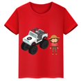 thumbnail image 3 of Camiseta de algodón roja de manga corta de verano para niños y niñas con estampado de cabeza grande de Sasquatch furtivo, 3 of 5