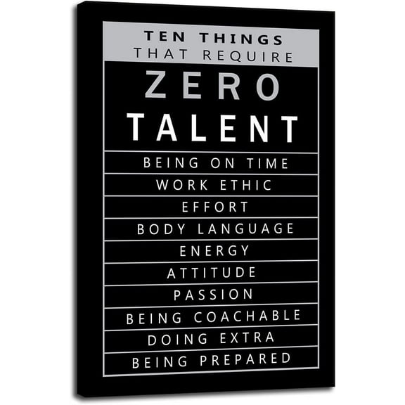 Inspirational Posters Motivational Canvas Wall Art Ten Things That Require Zero Talent Print Artwork Picture Modern School Home Office Wall Decoration Unframed Ready to Hang