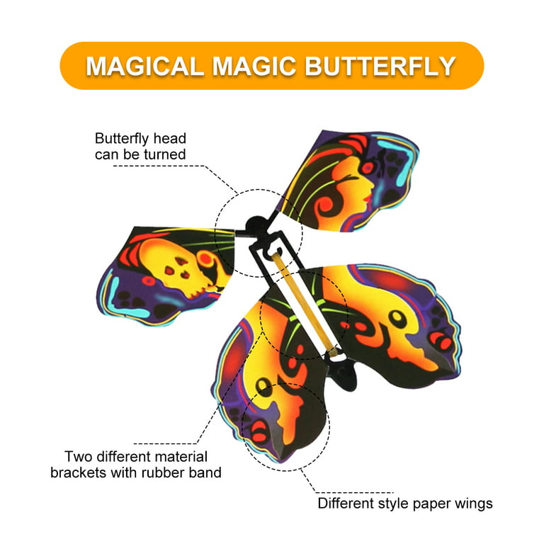 LEAMEERY 5 PCS Magic Wind Up Flying Butterfly Surprise Box, Explosion Box  in The Book Rubber Band Powered Magic Fairy Flying Toy, for Mom, Birthday