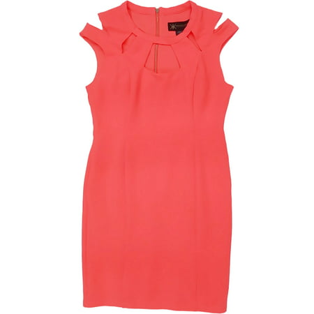 Womens Kardashian Kollection Neon Coral Hot Pink A-Line Chest Slit