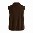 thumbnail image 4 of Women'S Turtle-Neck Sleeveless Warm Plush Vest with Zipper Autumn Winter Vest Jacket with Pockets Dark Brown XXXL, 4 of 5