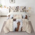 thumbnail image 2 of Homewish Animal Cattle Print Bedding Comforter Set 7 Pieces for Teenagers,Retro Vintage Aesthetic Full Bedding Set Lightweight,Geometric Plaid Grid Patchwork Fitted Sheet Flat Sheet, 2 of 8