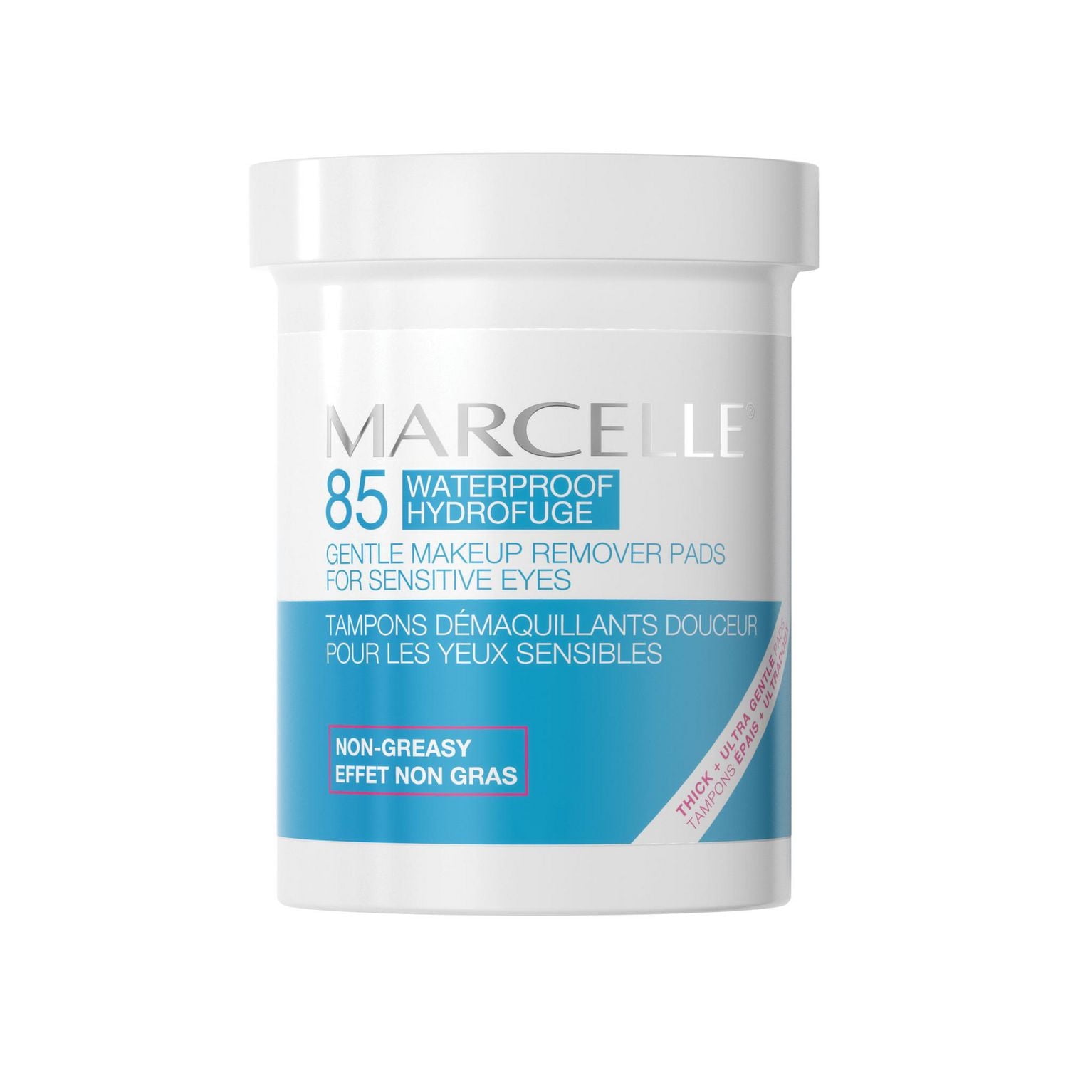 Marcelle Tampons démaquillants douceur pour les yeux sensibles Élimine le maquillage hydrofuge, 85 tampons