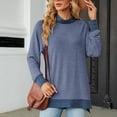 thumbnail image 6 of Cavosen Mock Neck Tops for Women Long Sleeve Pullover T-Shirts Tunic Solid Flowy Blouse Side Split Vacation Shirts Trendy Casual Tops Athletic Resort Tees Summer Clothes Blue M, 6 of 7