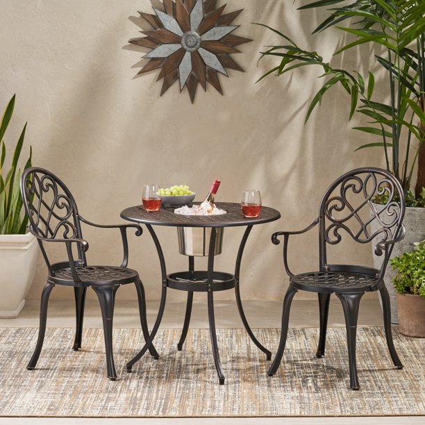 Monterey Outdoor Aluminum Bistro Set with Ice Bucket, Copper - Walmart