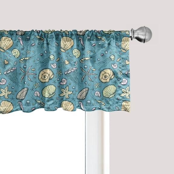 Ambesonne Under the Sea Window Valance, Summer Beach Clam, 54" X 18", Multicolor