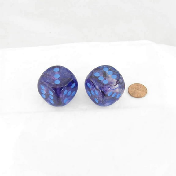 Nocturnal Nebula Luminary Dice with Blue Pips D6 30mm (1.18in) Pack of 2 Wondertrail