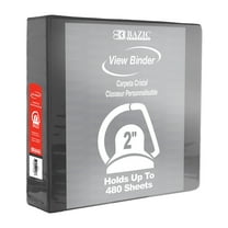 BAZIC 2 Inch Black Slant-D Ring View Binder w/ 2 Pockets [3150]