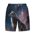 thumbnail image 4 of Lsque Mens Swim Trunks Night Sky Wolf Pattern - Bathing Suit Compression Liner - Beach Swim Shorts Swimwear - (S-3XL) - Stretch Quick Dry -X-Large, 4 of 9
