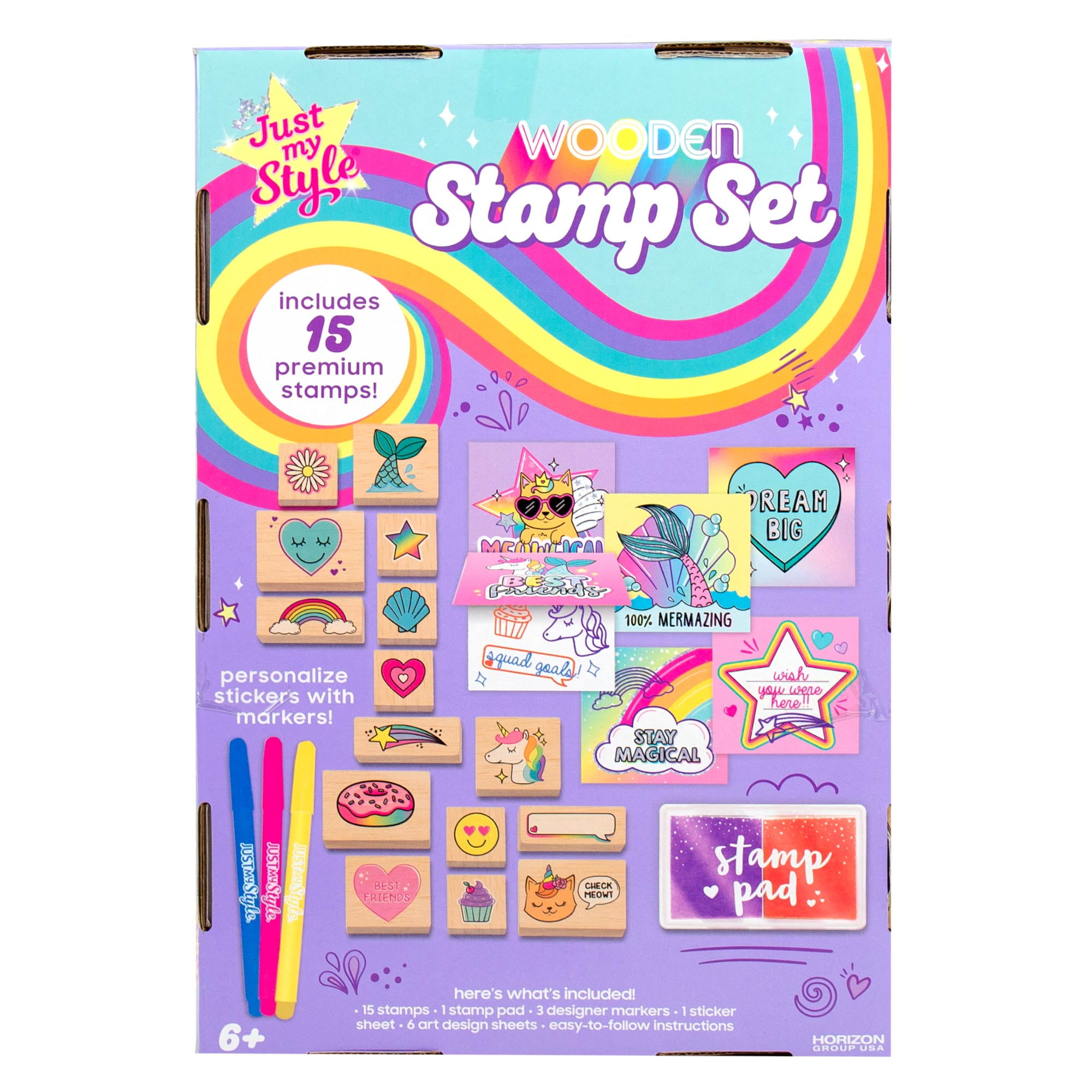 Just My Style Wooden Stamp Set, Includes 15 Premium Stamp Designs