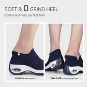 STQ Women's Walking Shoes Slip on Breathable Sneakers Navy US 8.5