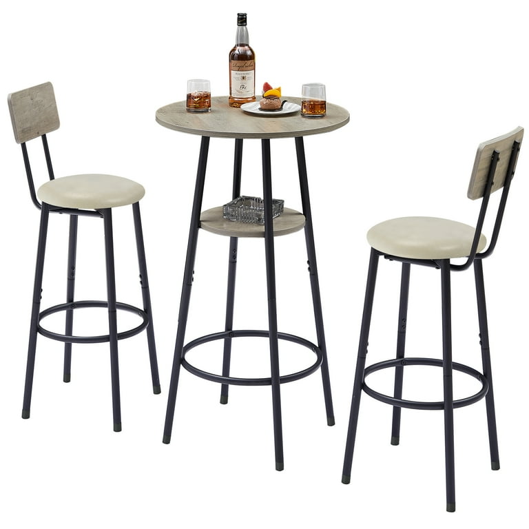 uhomepro 3 Pieces Bar Table Set Modern Counter Height Kitchen Table and Chairs for 2 Wood Pub Bar Table Set Perfect Breakfast Nook Small Space
