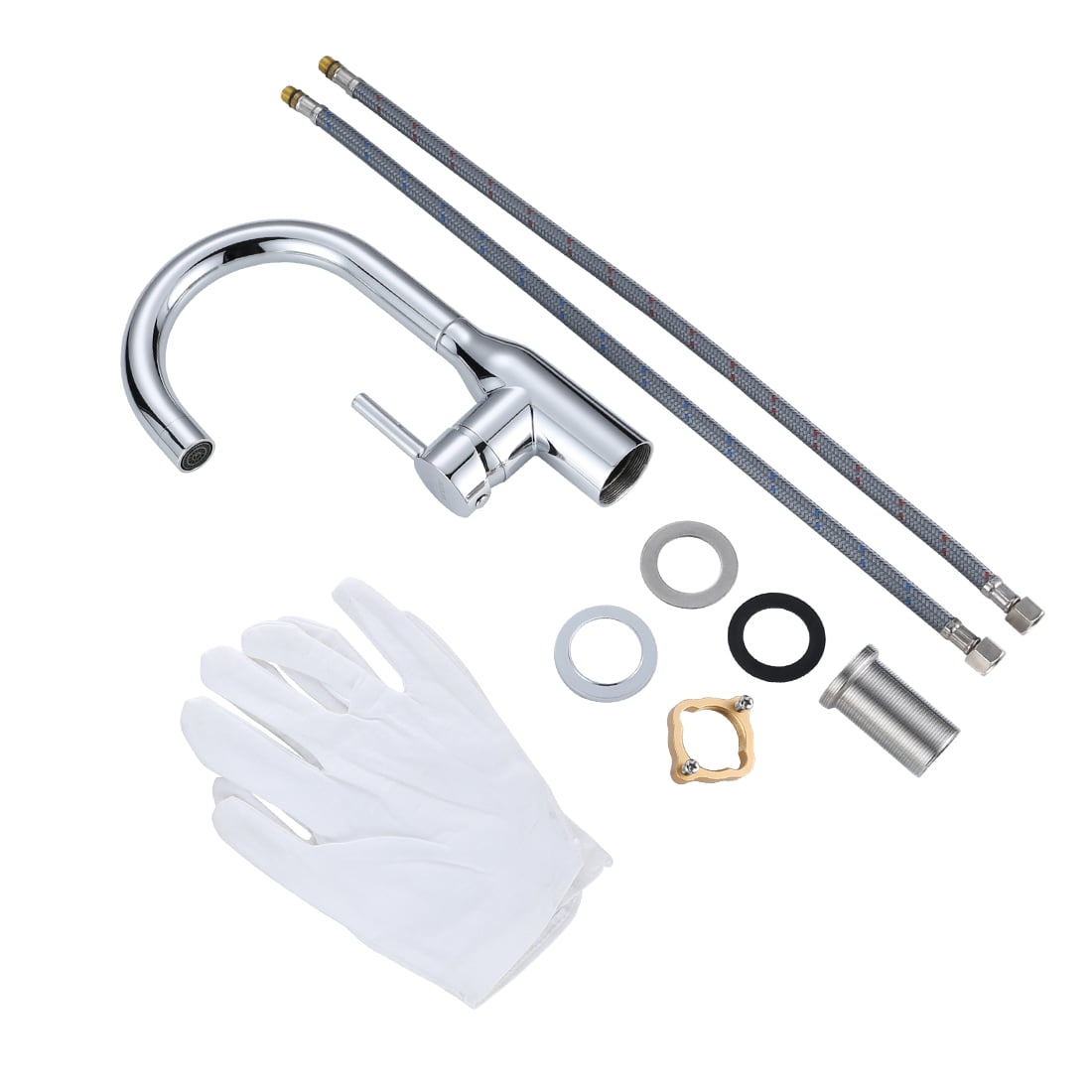 WOWOW  Kitchen Sink Faucet Chrome High Arc Single Handle Kitchen Bar Faucet