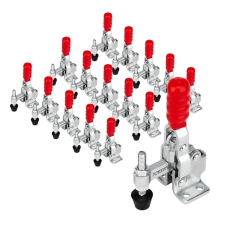 UPC: 0843441112679 | POWERTEC 20328-P4 Quick Release Vertical Toggle Clamp 12050-200 lbs Holding Capacity w Rubber Pressure Tip  16PK