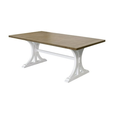 Modern Wood Rectangular Trestle Base Kitchen Dining Table Brown