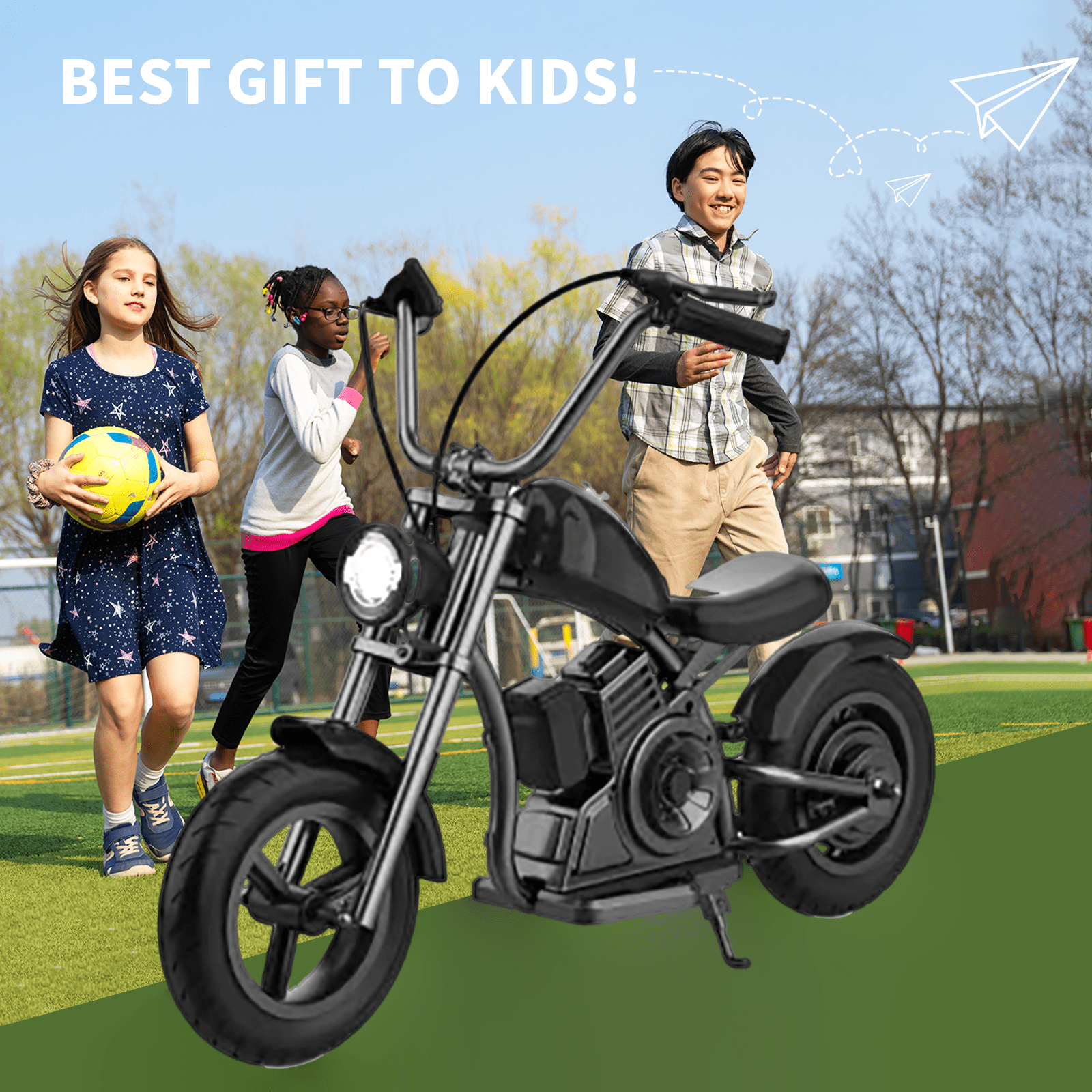 Electric Motorcycle for Kids Age 3+,Peteatis 160W Electric Dirt Bike Up to 16MPH, 3 Speed Modes,Great Gift to Kids