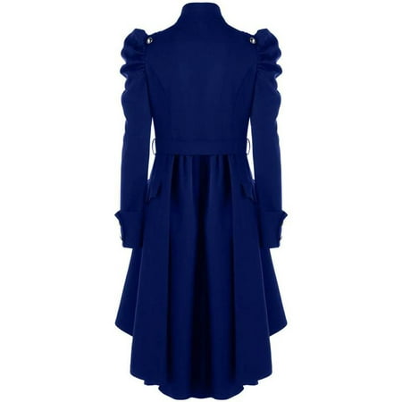 - JustVH Women's Vintage Puff Shoulder Single Breasted Dip Hem Trench Coat