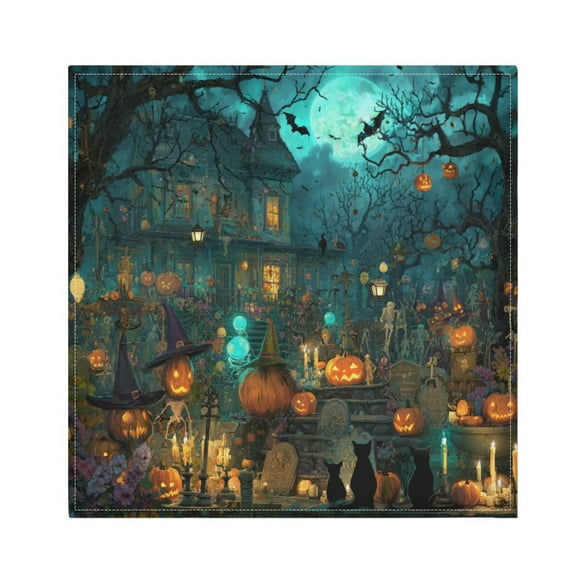 Qxltty Halloween Party Night Napkins 20×20in Perfect for Parties Dinners Weddings Cocktail Housewarming Cloth Napkins Set of 6