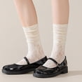 thumbnail image 4 of Elegant Lace Five-Toe Socks for Women - Thin, Breathable, Hollow Out, Ruffle Trim, Crew Length, College Style Fashion, 4 of 7