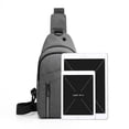 thumbnail image 3 of Bolso de pecho para hombre Bolso de hombre Resistente al desgaste Impermeable Tela Oxford Estilo de negocios Soporte para auriculares informal Bolso de pecho estilo coreano, 3 of 6