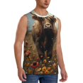thumbnail image 2 of Bixox Men's Grassland Sunflower Cow Printed Shirt Sleeveless Fitness Tank Top-XX-Large, 2 of 5