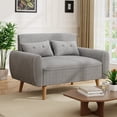 thumbnail image 6 of Sobaniilo 47" Small Modern Loveseat Sofa, Mid Century Linen Fabric 2-Seat Sofa Couch Tufted Love Seat with Back Cushions and Tapered Wood Legs for Living Room, Bedroom and Small Space (Light Gray), 6 of 7
