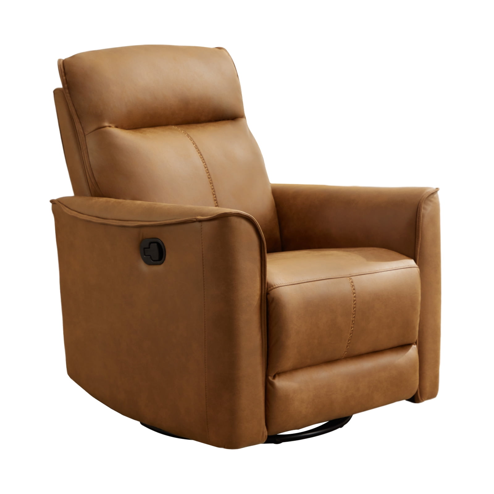 Bonzy Home PU Leather Swivel Rocker Recliner, 360 Degree Swivel Rocking Chair with Soft Backrest for Living Room, Bedroom and Office,Brown