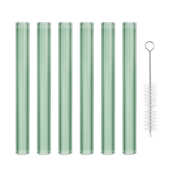 Uxcell 5 Inch Borosilicate Glass Tubes, 6 Pcs12mm OD 2mm Thick Glass Blowing Tubes Straight Pipe with Cleaning Brush for Laboratory Glass Making, Dark Green