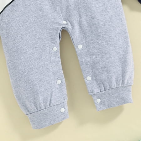

TOWED22 Infant Autumn Winter Casual Clothing Infant Baby Boy Clothes Unisex Baby Romper Knit Hoodie Ribbed Jumpsuit Solid Bodysuit Grey