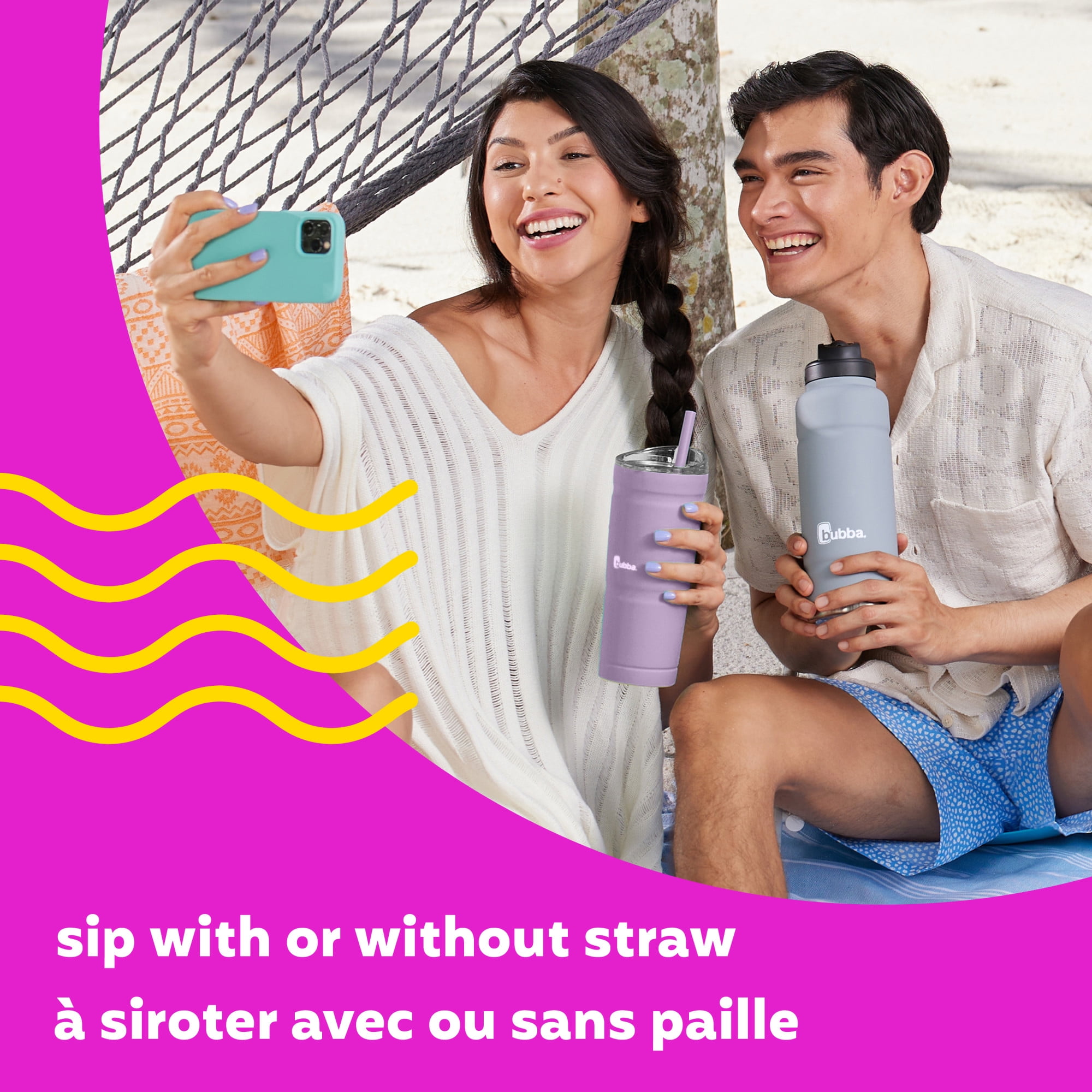 bubba Envy S Tumbler, Insulated Stainless Steel Water Bottle with Straw Lid, Lavender Frost, 24 oz (709 ml)