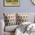 thumbnail image 3 of Brown Orange Floral Block Print Pillow Covers 16x16 Set of 2 Fall Colored Flower Leaves Outdoor Decorative Throw Pillows Farmhouse Pillowcases Linen Cushion Case Decor for Home Sofa Couch Bed, 3 of 6