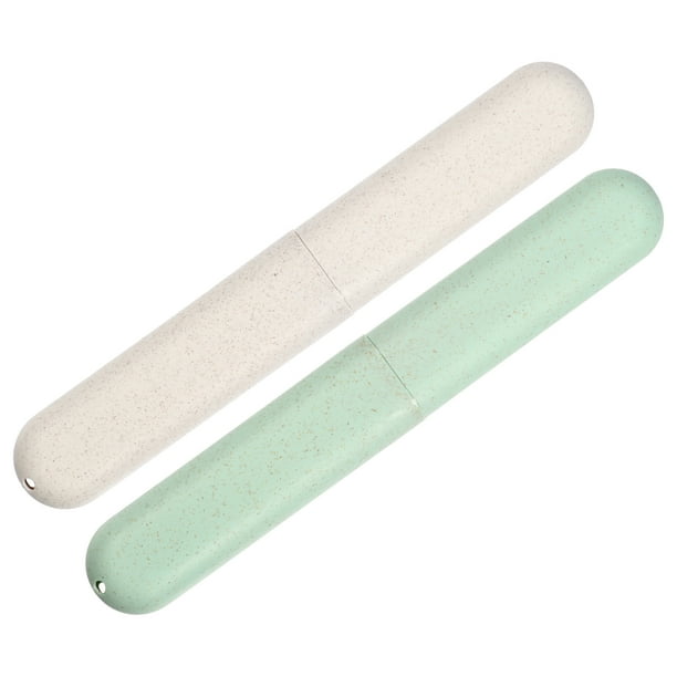 2uds, Dientes Cepillo Soportes Estuche, Verde, Beige, 8.07''x1.22''x0.83''