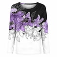 thumbnail image 6 of Plus Size T Shirts Womens Floral Printed Tops Crewneck Graphic Basic Tee Shirts Loose Fit Casual Tshirts (2XL, Purple), 6 of 7