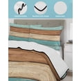 thumbnail image 4 of Quilts Twin Size, Farmhouse Aqua Brown Soft Comforter Bedding Set for Bed, Vintage Wooden Striped Lightweight Quilted Bedspread with Pillow Cover(2 Pieces) for All Season, 68x86 Inch, 4 of 6
