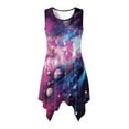 thumbnail image 4 of FUIALDOLG Womens Galaxy Dress Summer Casual Sleeveless Dresses with Pocket Blue Starry Sky Irregular Hem Midi Dress Loose Fit Cocktail Sun Dresses,M, 4 of 7