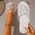 thumbnail image 2 of Mesh Sandals For Women Non-Slip Breathable Comfortable Casual Footwear Summer Slip On Floral Flat Shoes (6.5, White), 2 of 6