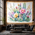 thumbnail image 6 of Lush Desert Cactus Garden on White Background Serene Watercolor for Plant Lovers Botanical Wall Art Decor Housewarming Gift Tapestry Wall Hanging for Bedroom and Living Room, 6 of 7