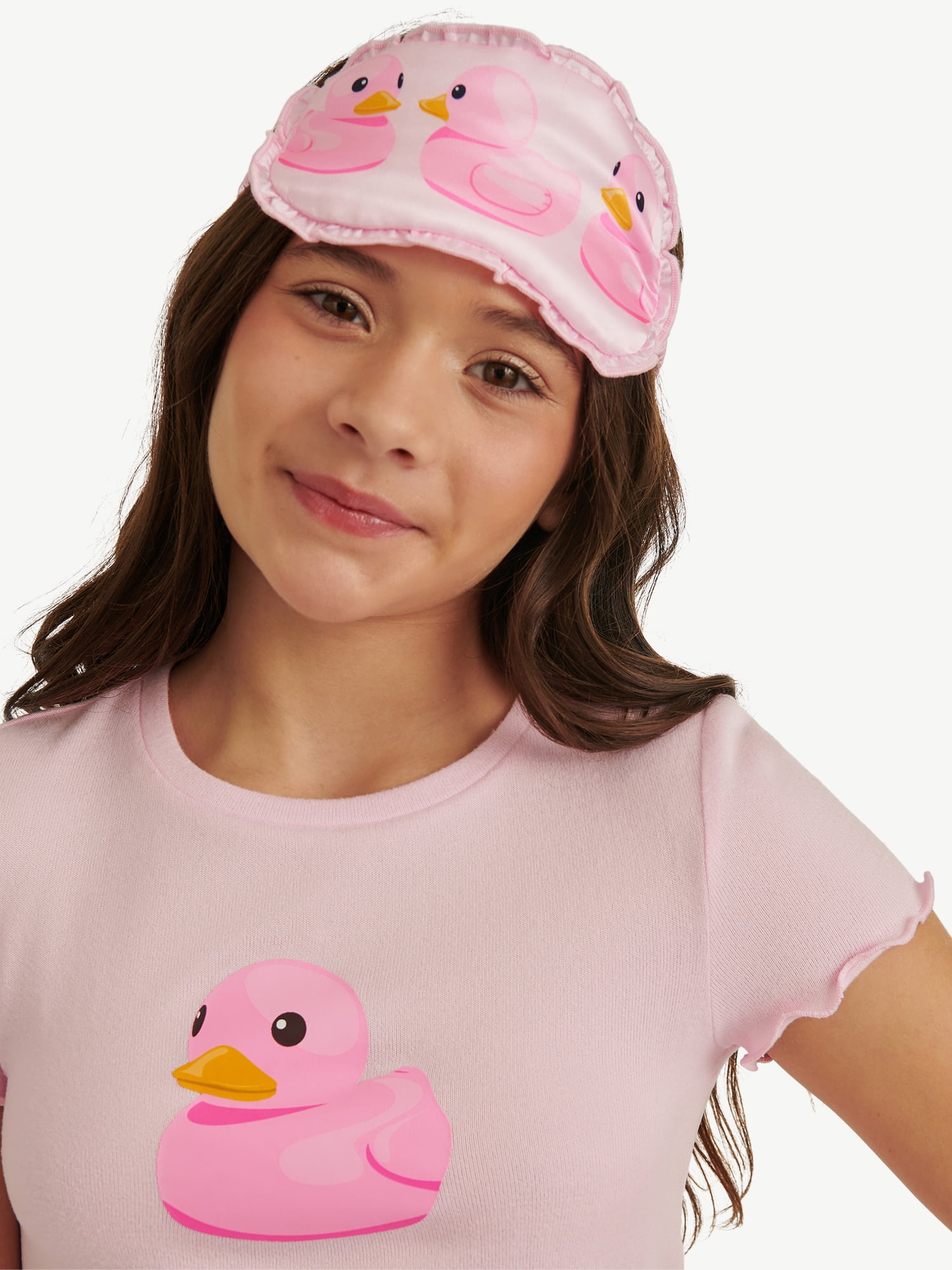 Justice Girls Short Sleeve Tee, Pants and Eye Mask Pajama Set, 3-Piece, Sizes 5-18